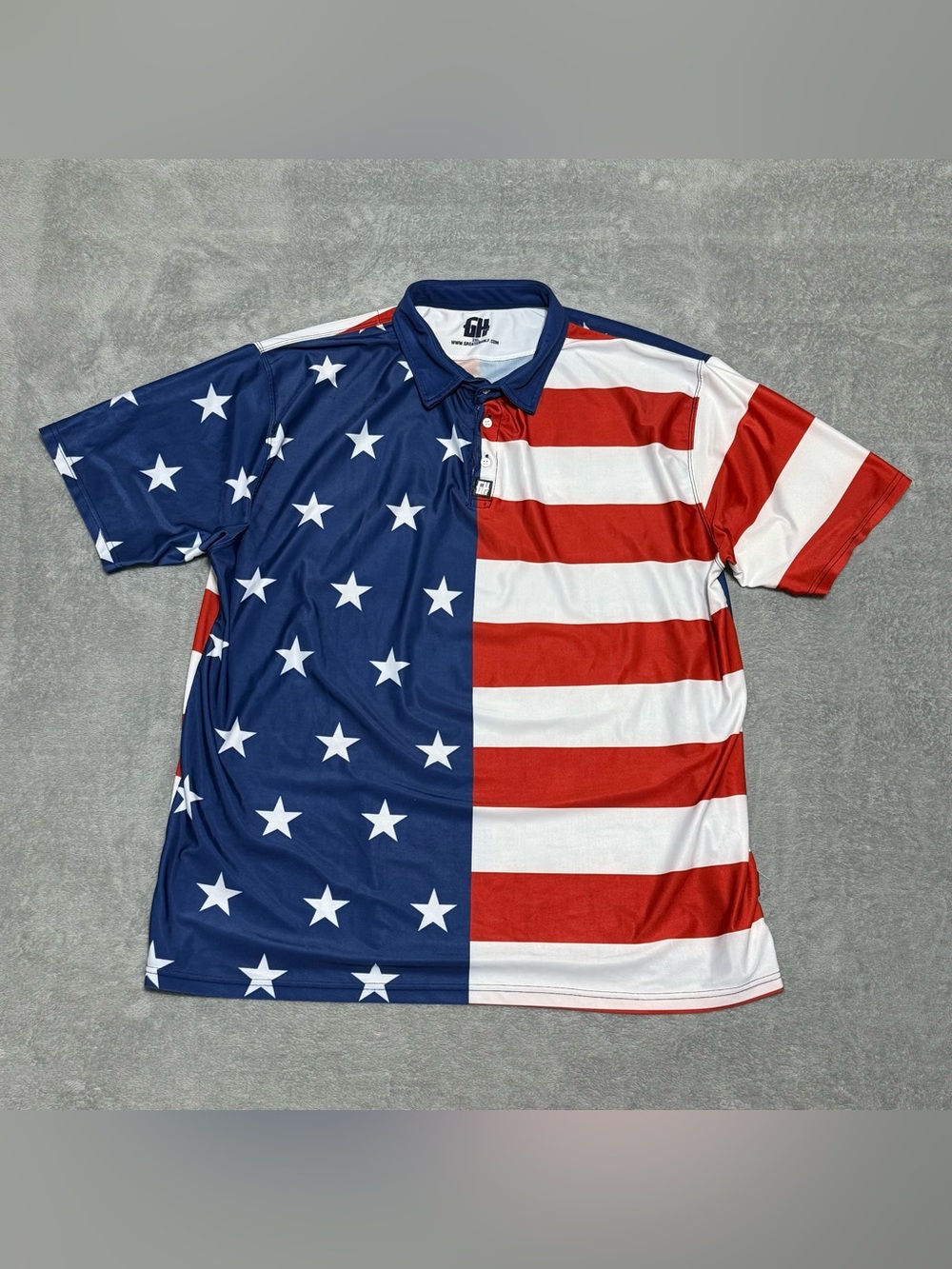 American Flag Polo Shirt Greater Half Mens 2XL Patriotic USA Golf Casual Outdoor